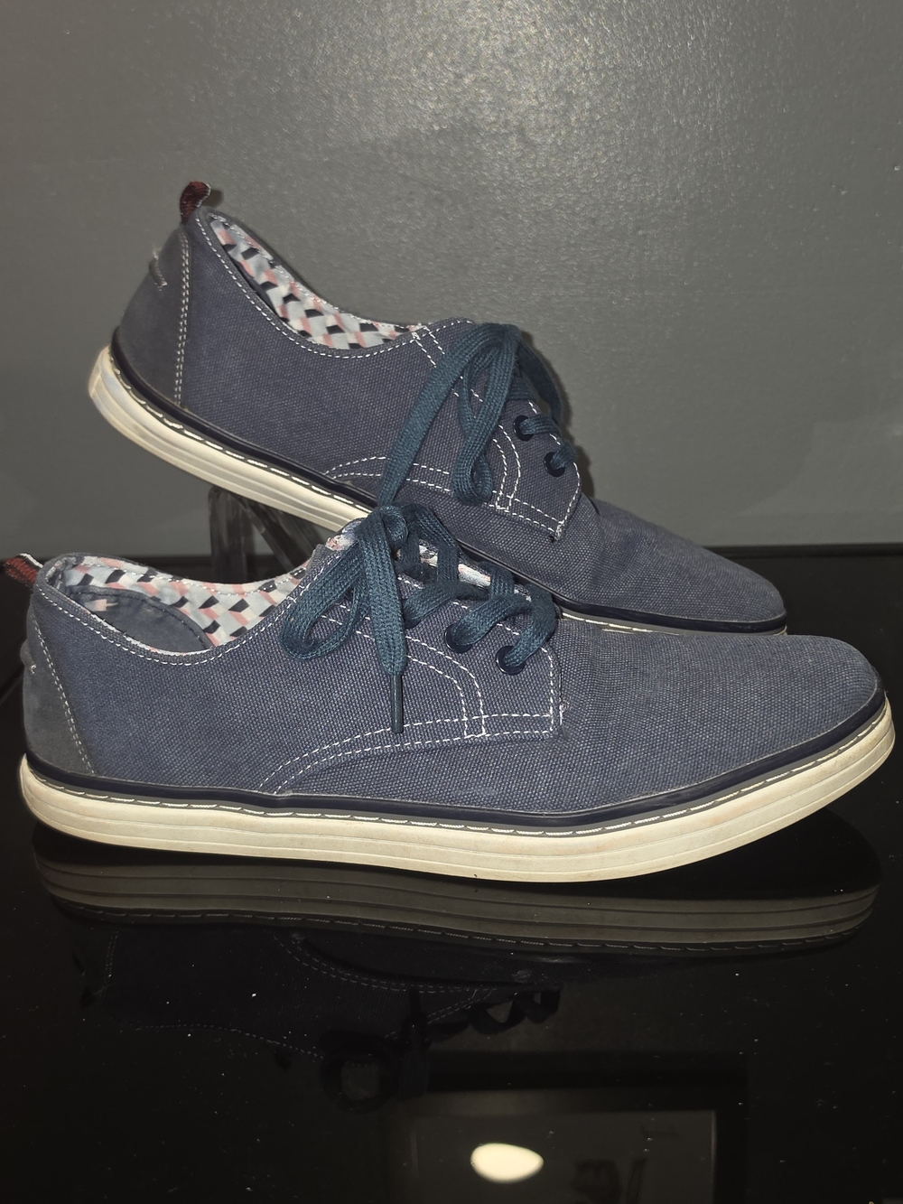Ben Sherman Men's Navy Brahma Derby Low Top Lace Up Canvas Sneakers Size 10